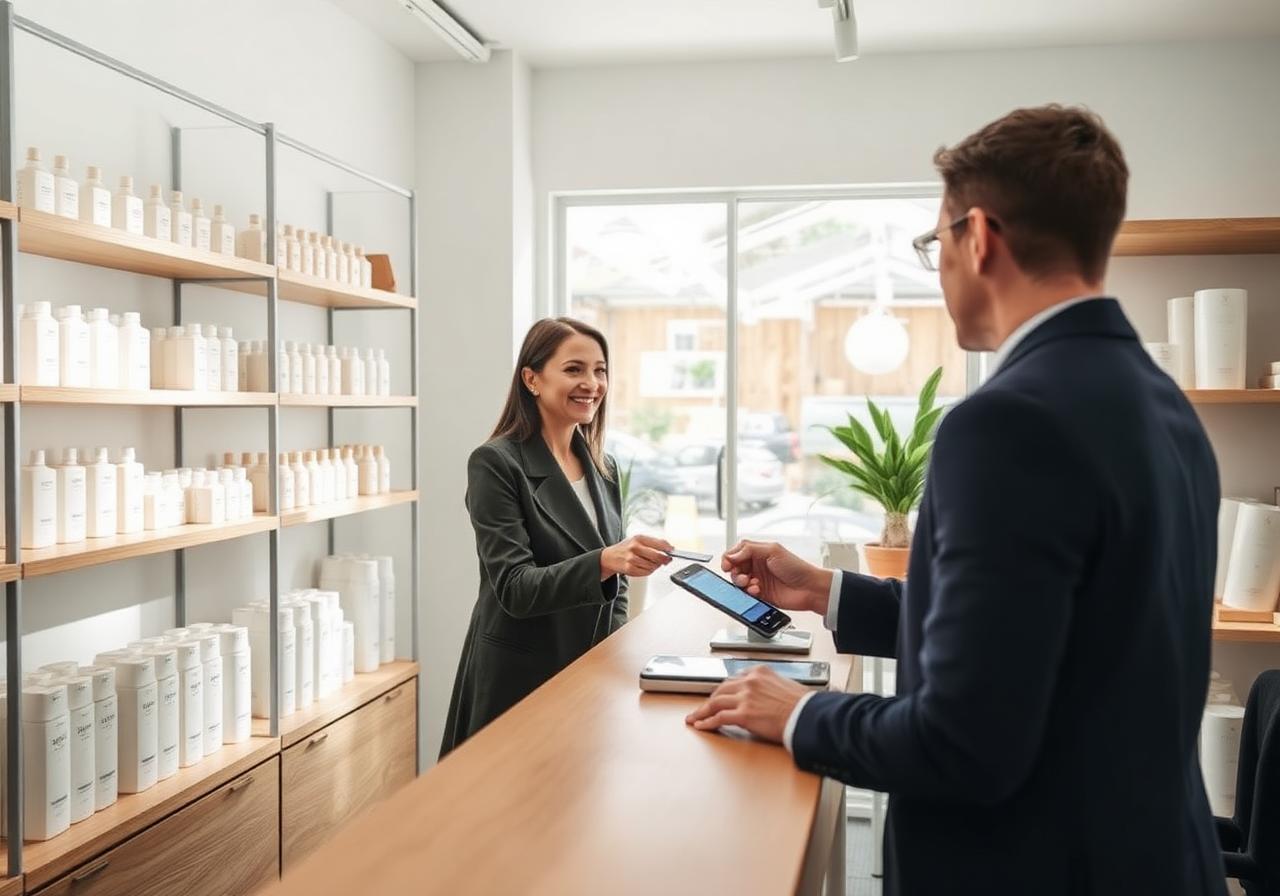 Client réglant son achat dans une boutique